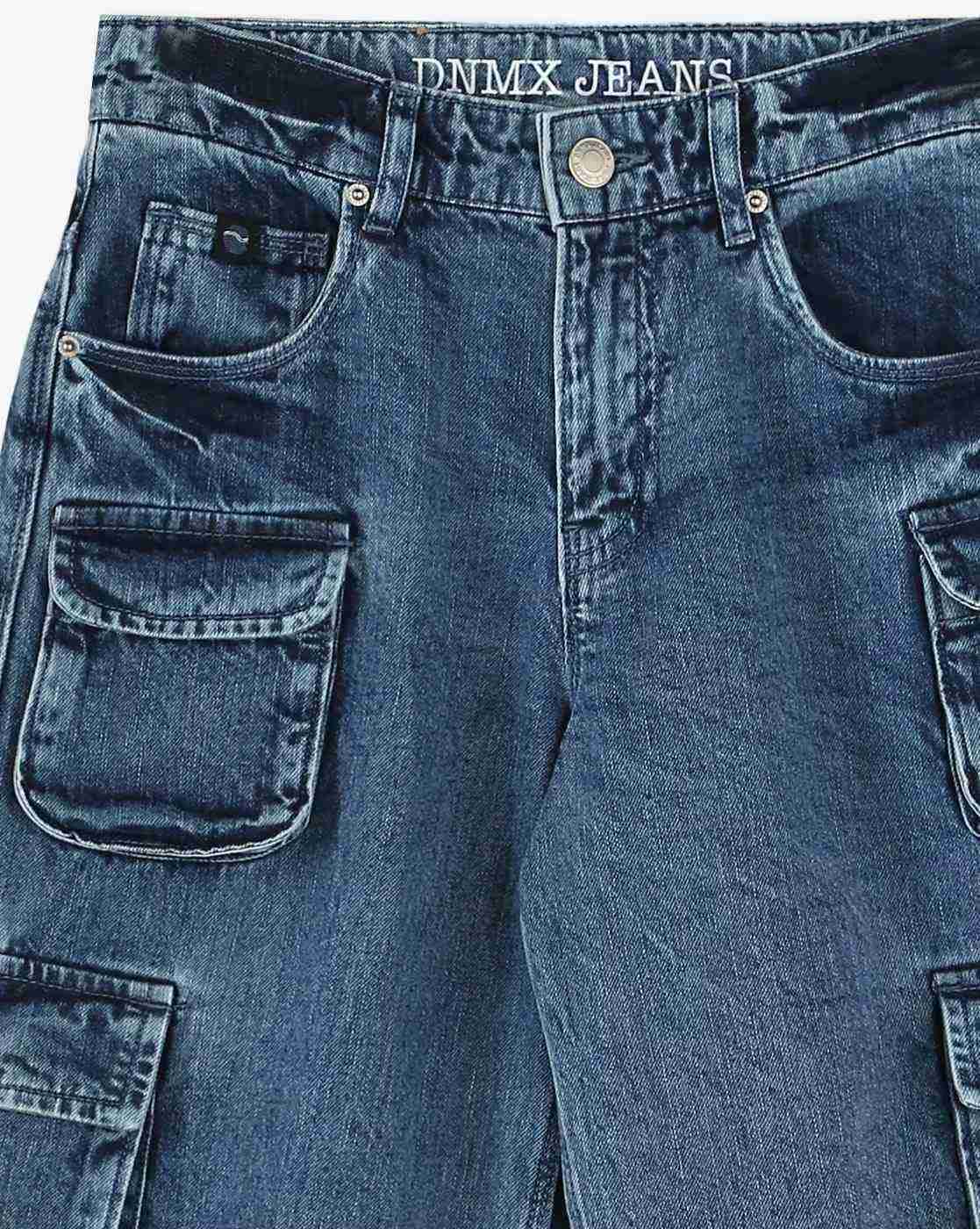 YB DNMX | Boys Washed Regular Fit Denim Cargo Shorts|2