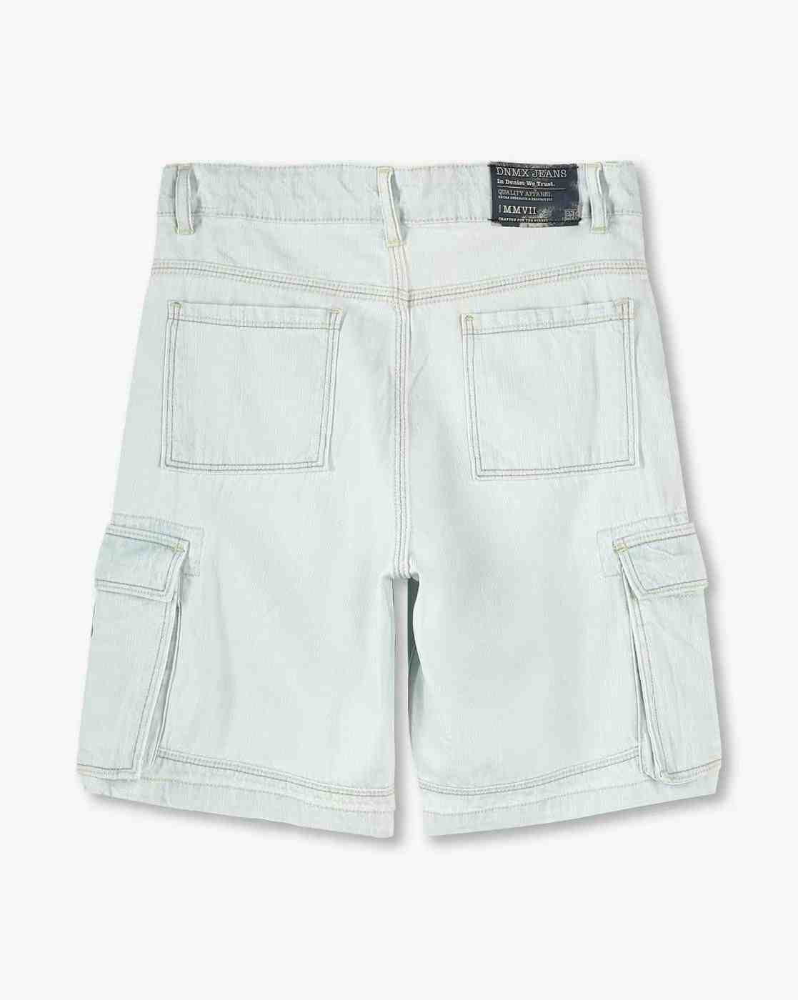 YB DNMX | Boys Washed Slim Fit Denim Cargo Shorts|1