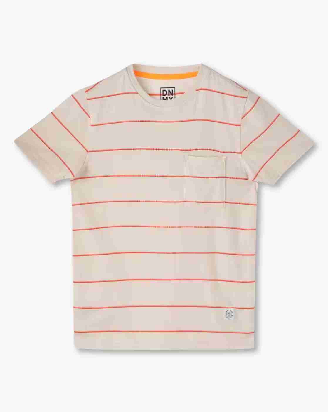 YB DNMX | Boys Striped Slim Fit Crew-Neck T-Shirt with Insert Pocket|0