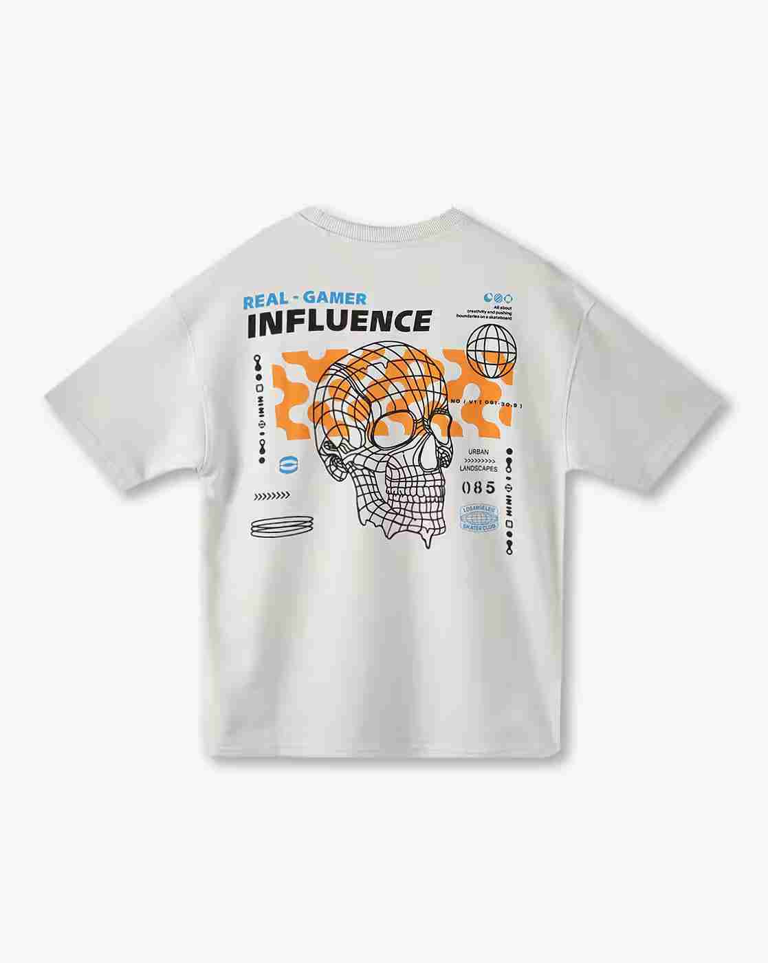 YB DNMX | Boys Real Gamer Graphic Print Oversized Round-Neck T-Shirt|1
