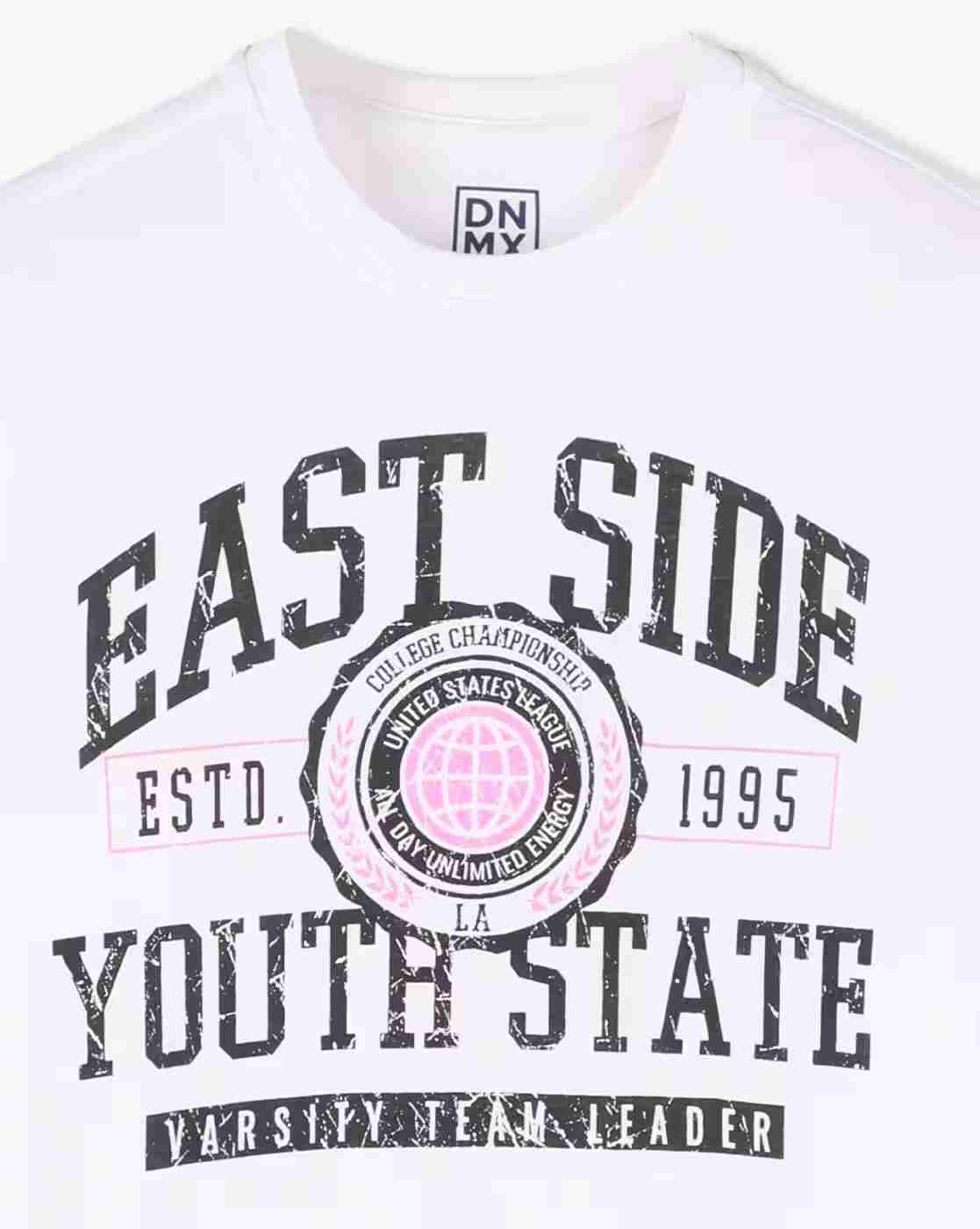 YB DNMX | Boys Typographic Print Regular Fit Crew-Neck T-Shirt|2