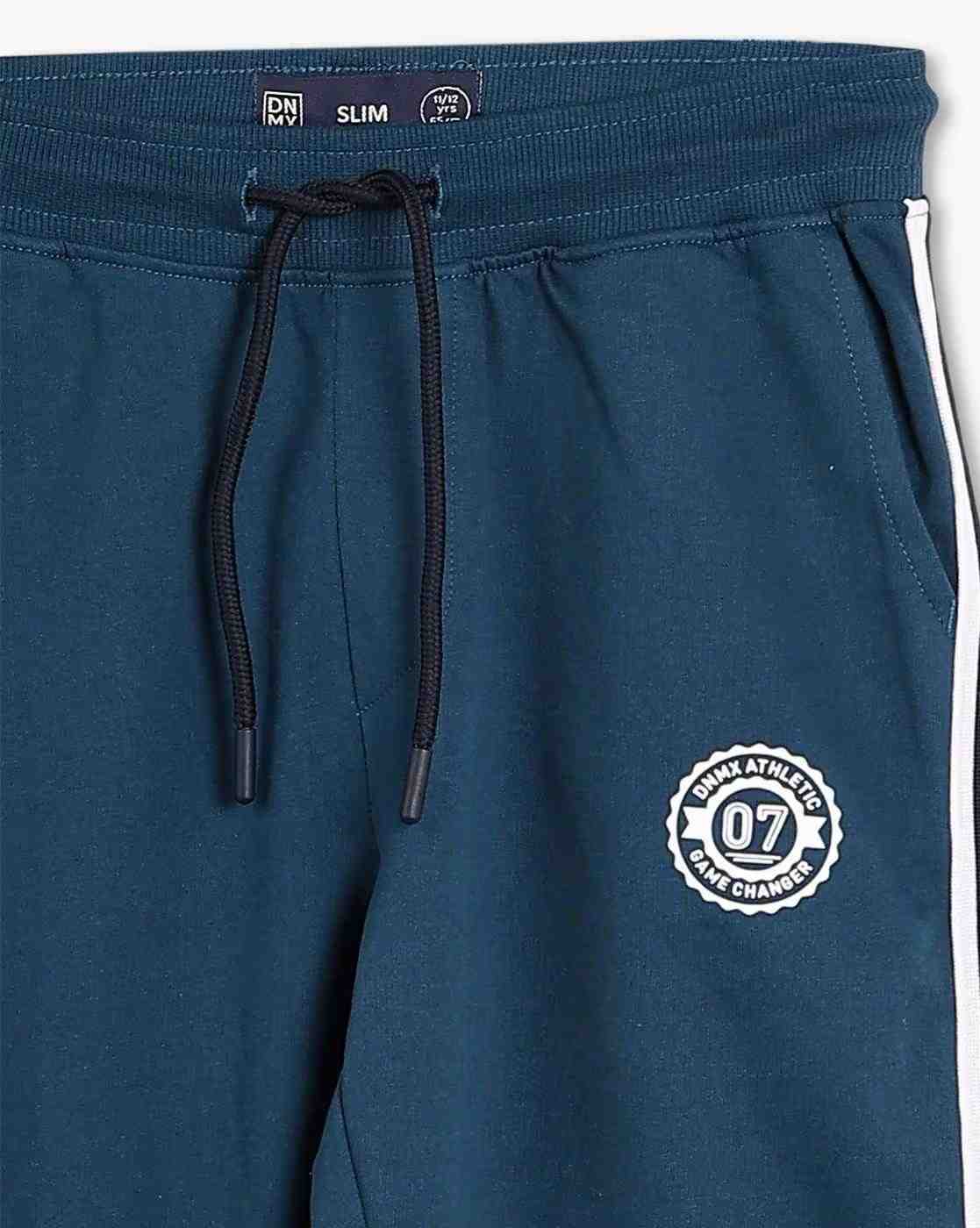 YB DNMX | Boys Cotton Straight Track Pants with Contrast Panels|2