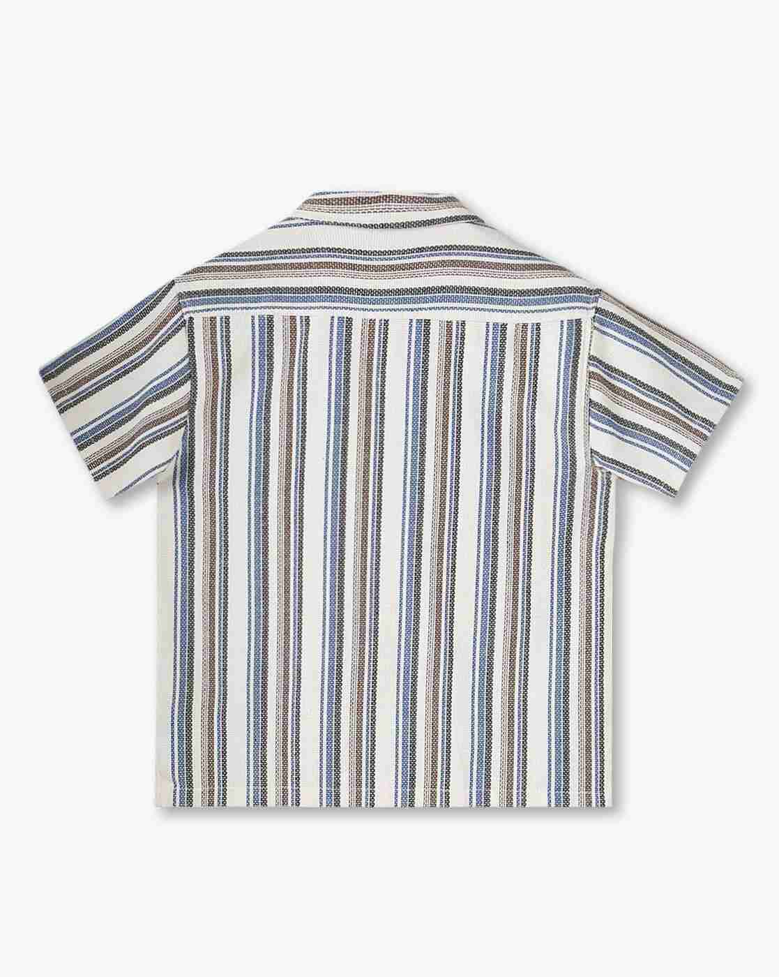 YB DNMX | Boys Ws14 Striped Boxy Fit Shirt with Patch Pocket|1
