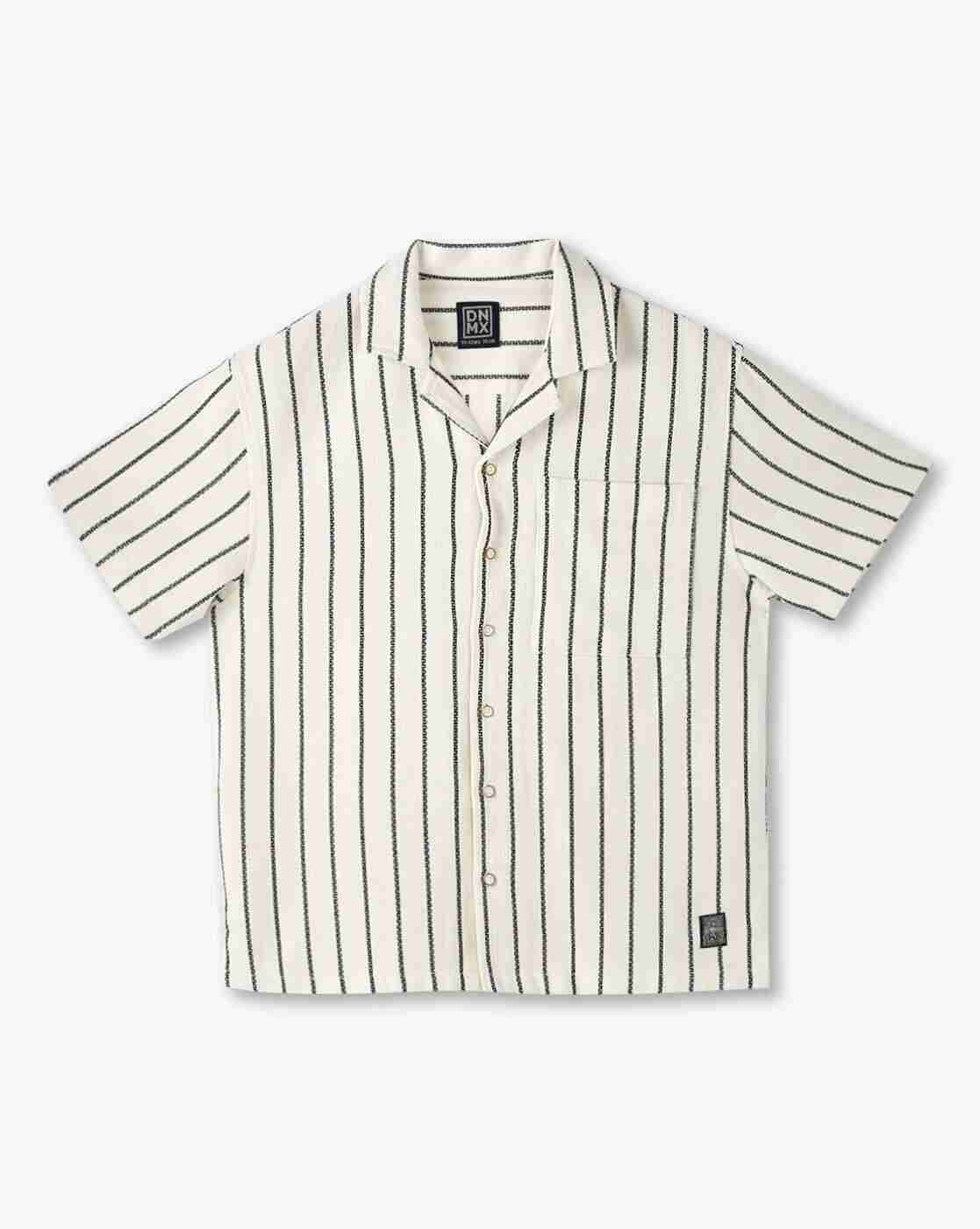 YB DNMX | Boys Ws19 Striped Boxy Fit Shirt with Patch Pocket|0