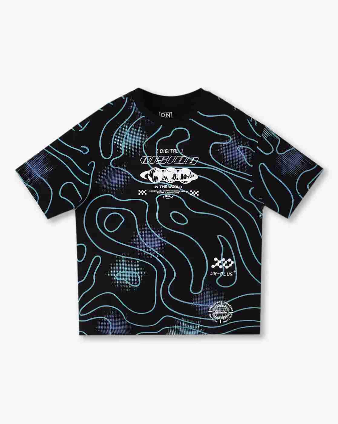 Boys All-Over Print Relaxed Fit Crew-Neck T-Shirt