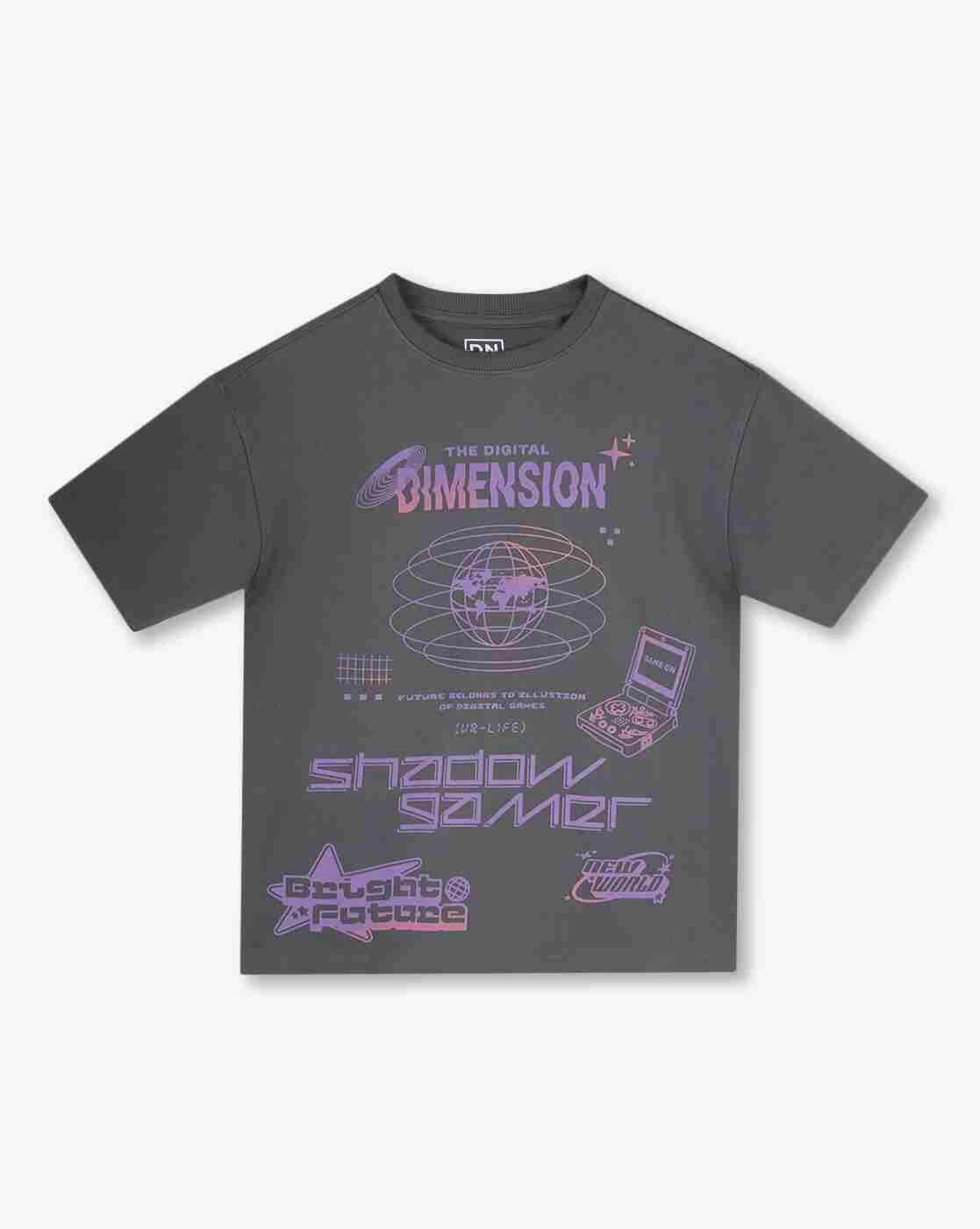 YB DNMX | Boys Graphic Print Boxy Fit Crew-Neck T-Shirt|0