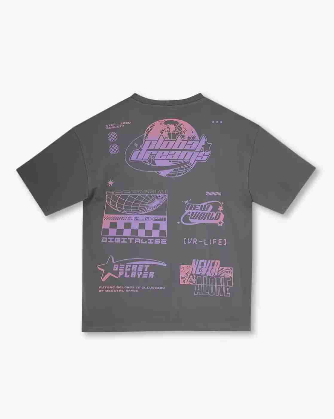 YB DNMX | Boys Graphic Print Boxy Fit Crew-Neck T-Shirt|1