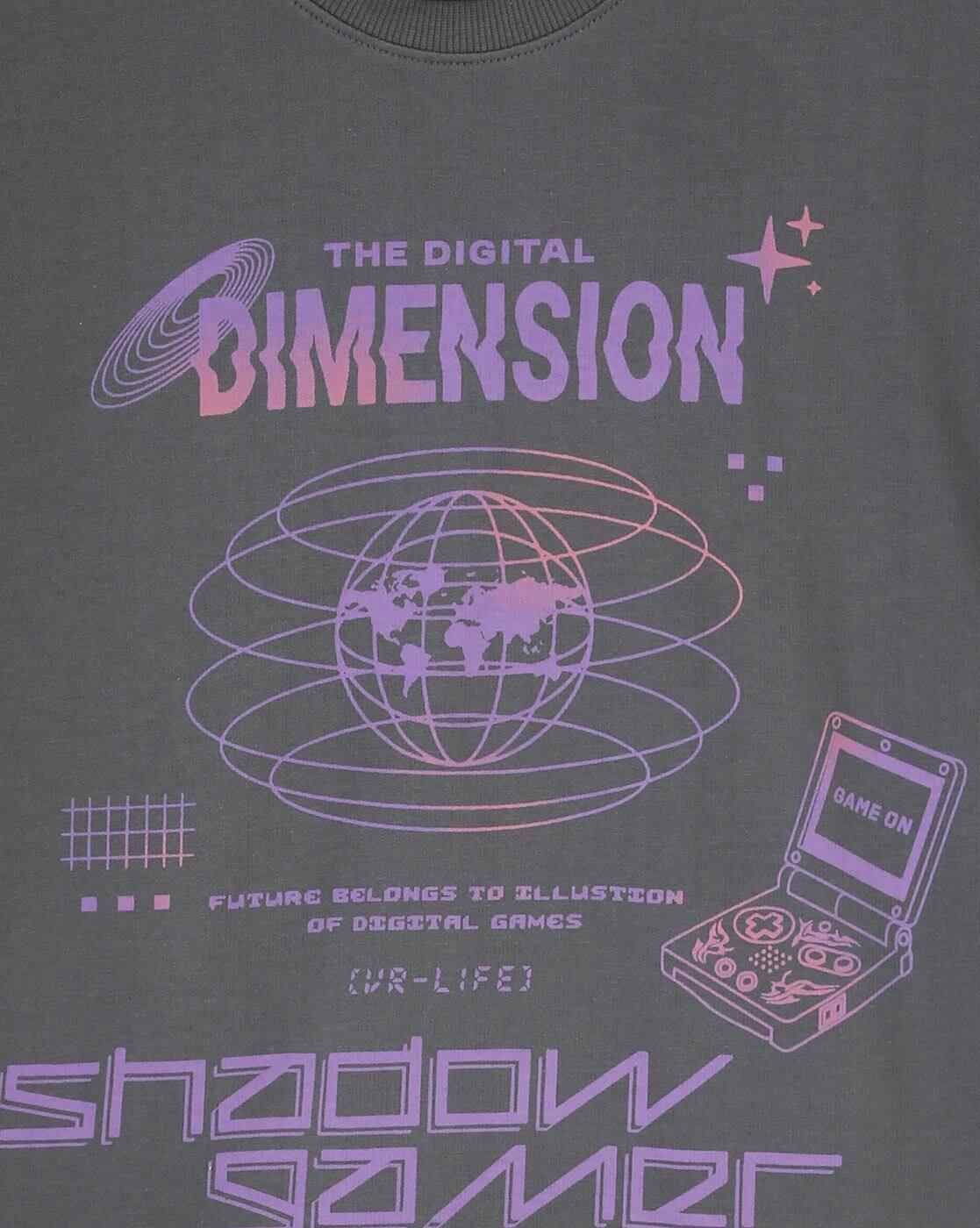 YB DNMX | Boys Graphic Print Boxy Fit Crew-Neck T-Shirt|2