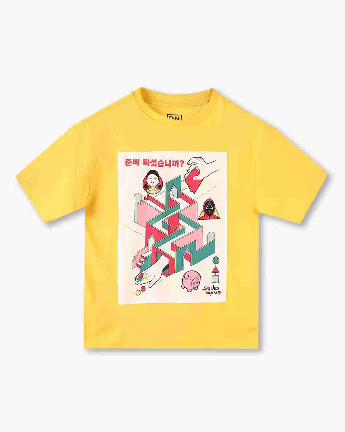 YB DNMX | Boys Squid Game Print Boxy Fit Round-Neck T-Shirt|0