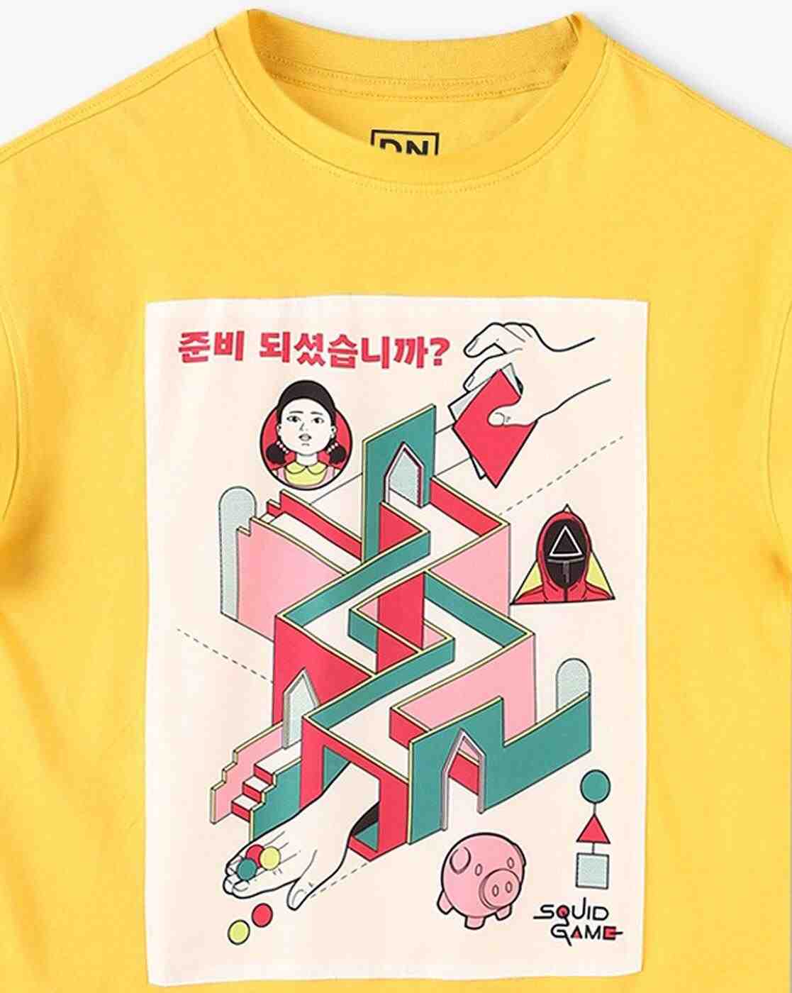 YB DNMX | Boys Squid Game Print Boxy Fit Round-Neck T-Shirt|2