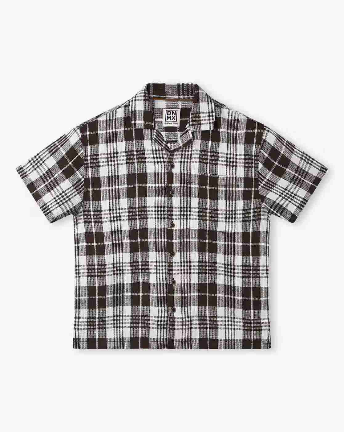 Boys Checked Boxy Fit Resort Shirt with Patch Pocket