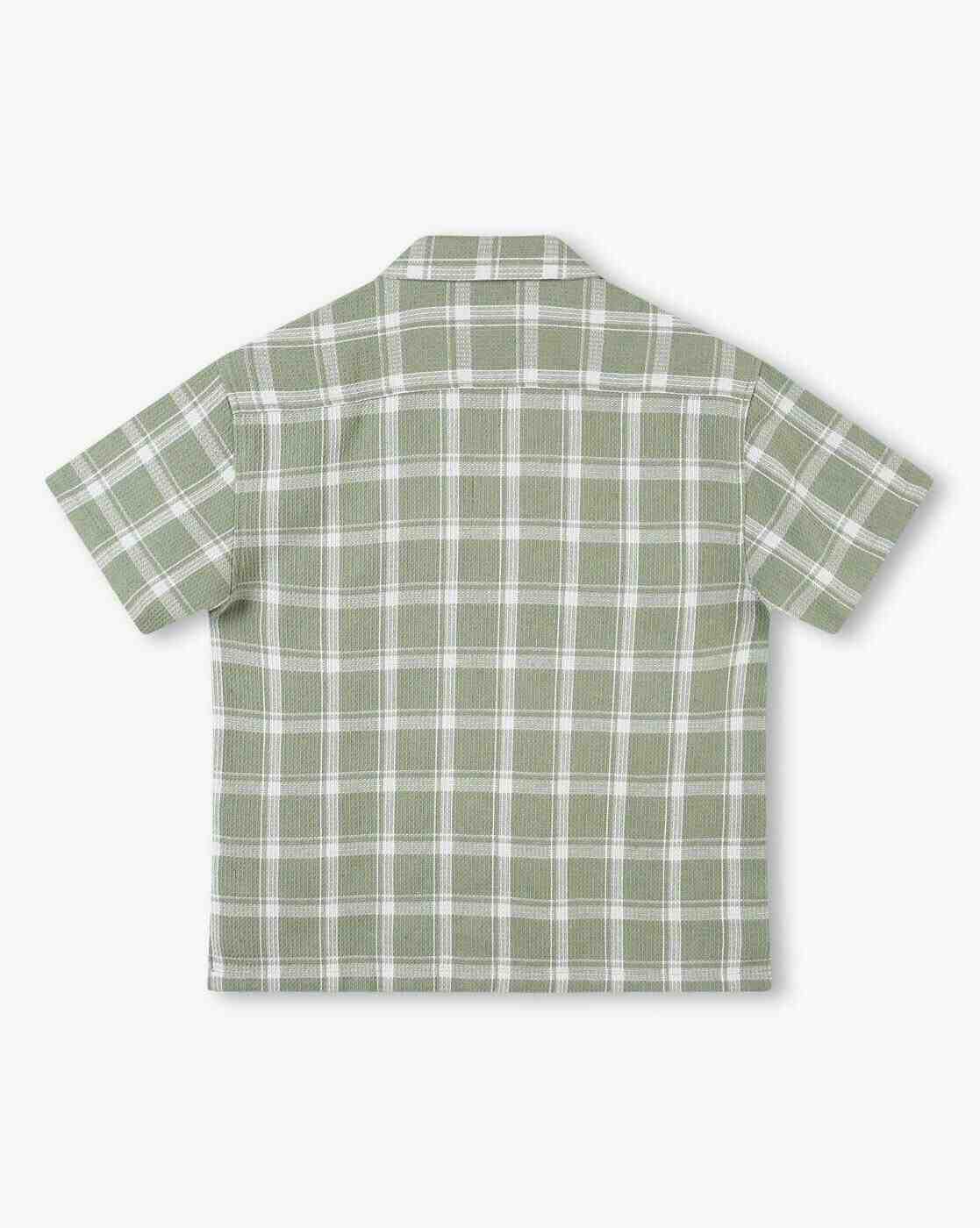 YB DNMX | Boys Checked Boxy Fit Shirt with Patch Pocket|1