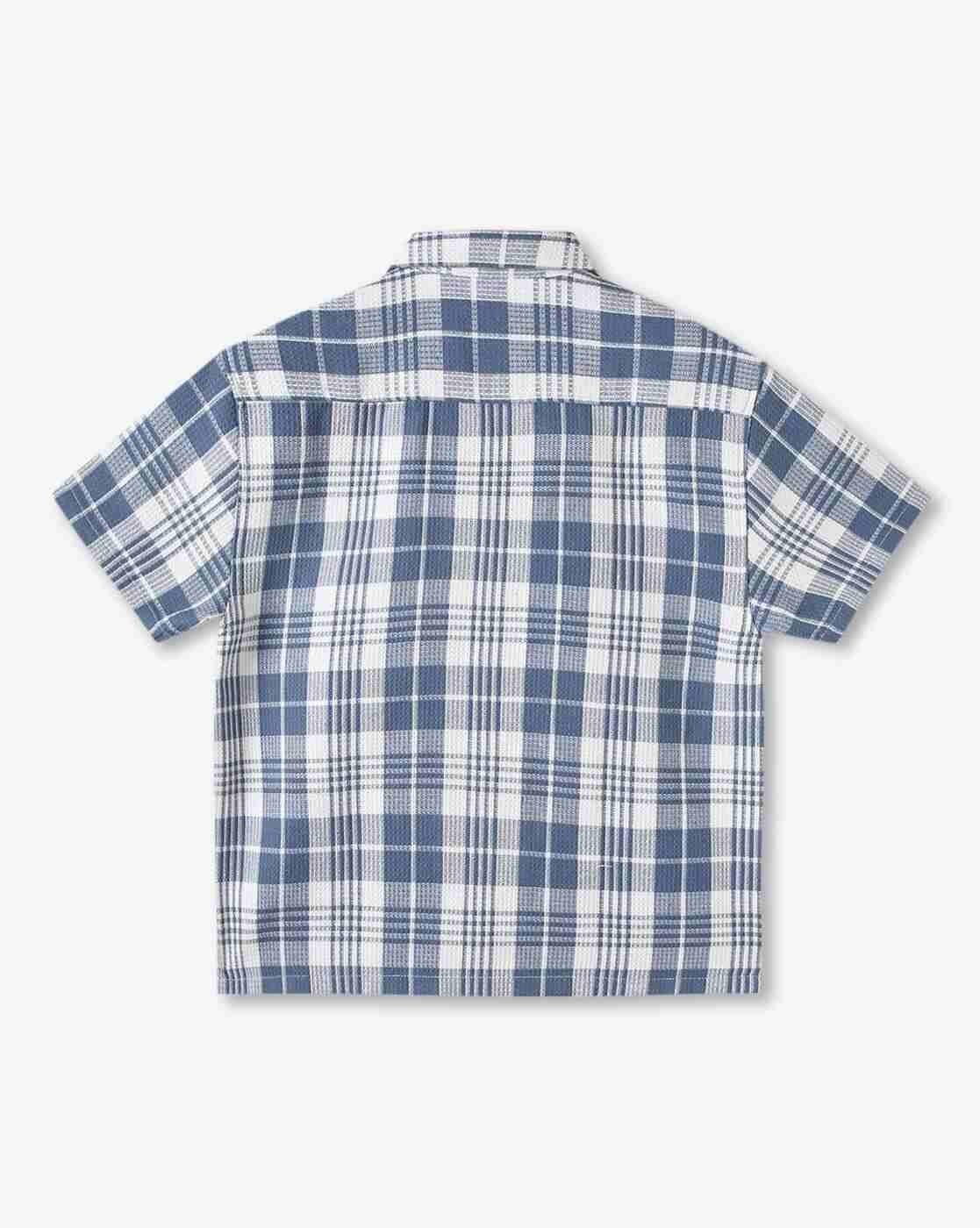 YB DNMX | Boys Checked Boxy Fit Resort Shirt with Patch Pocket|1