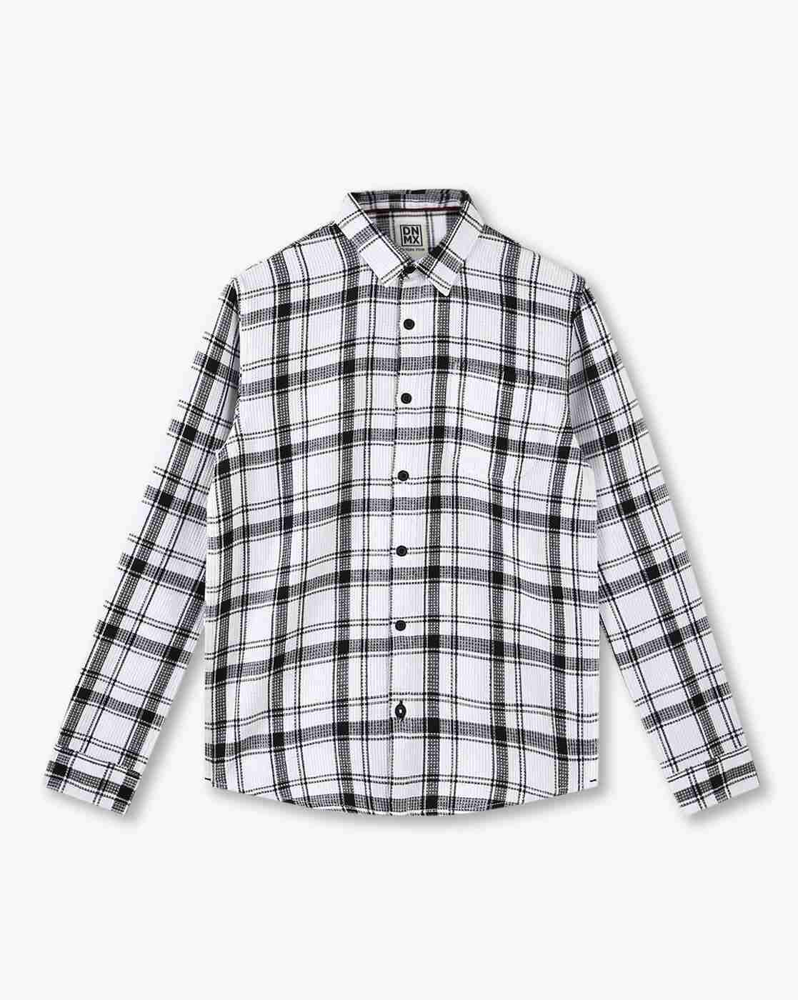YB DNMX | Boys Checked Boxy Fit Shirt|0