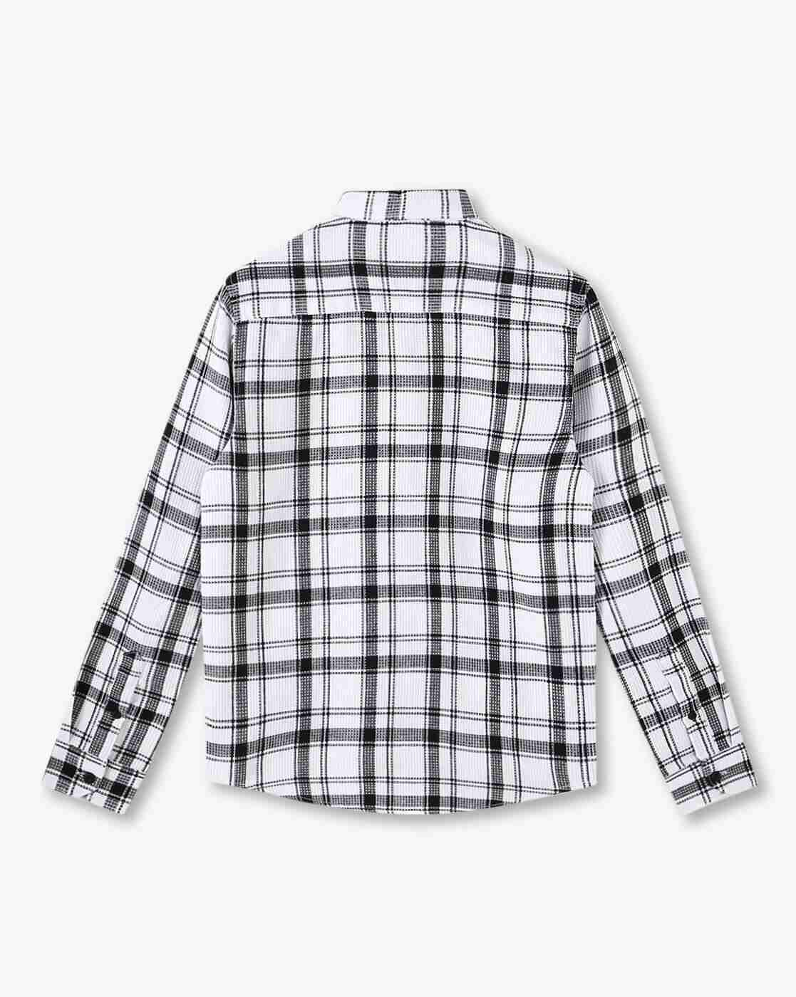 YB DNMX | Boys Checked Boxy Fit Shirt|1