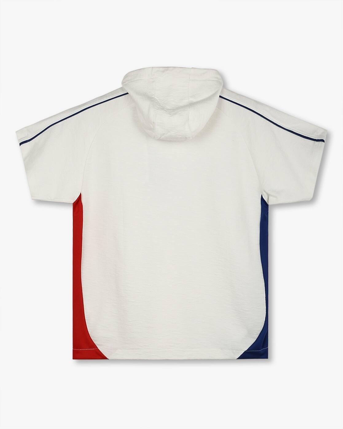 YB DNMX | Boys Typographic Print Boxy Fit Hooded T-Shirt|1