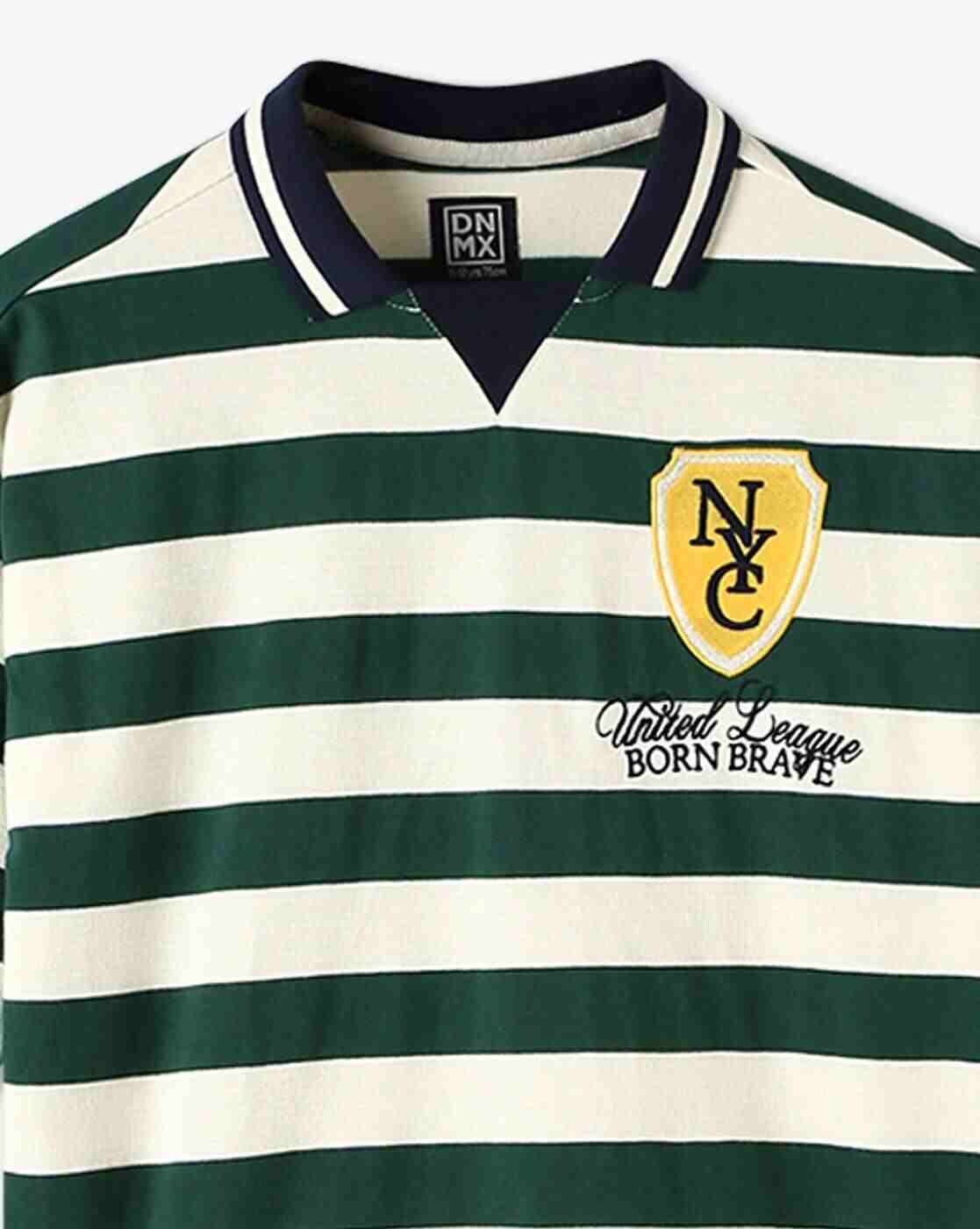 YB DNMX | Boys Striped Oversized Polo T-Shirt|2