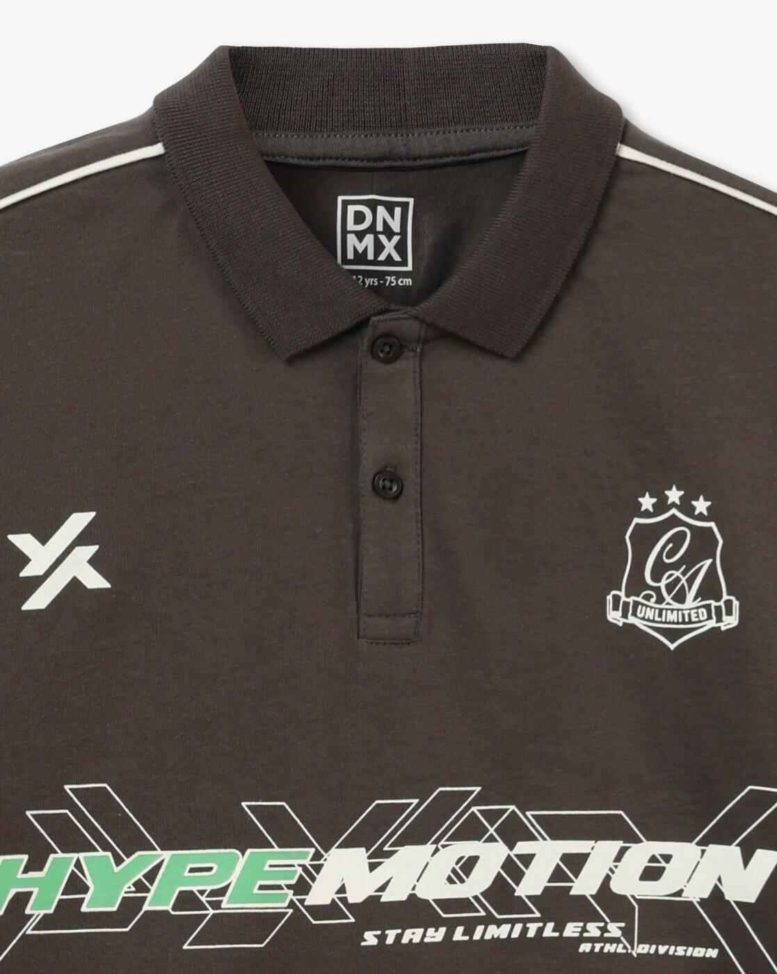 YB DNMX | Boys Hypemotion Print Oversized Polo T-Shirt|2