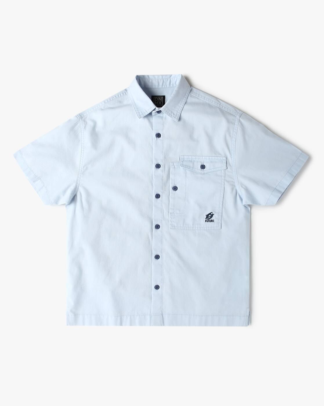 YB DNMX | Boys Graphic Print Boxy Fit Cotton Shirt with Flap Pocket|0