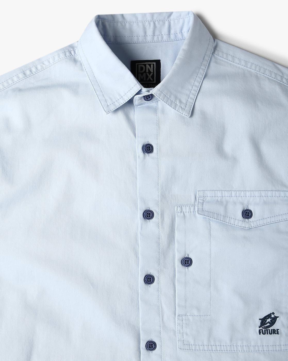 YB DNMX | Boys Graphic Print Boxy Fit Cotton Shirt with Flap Pocket|2