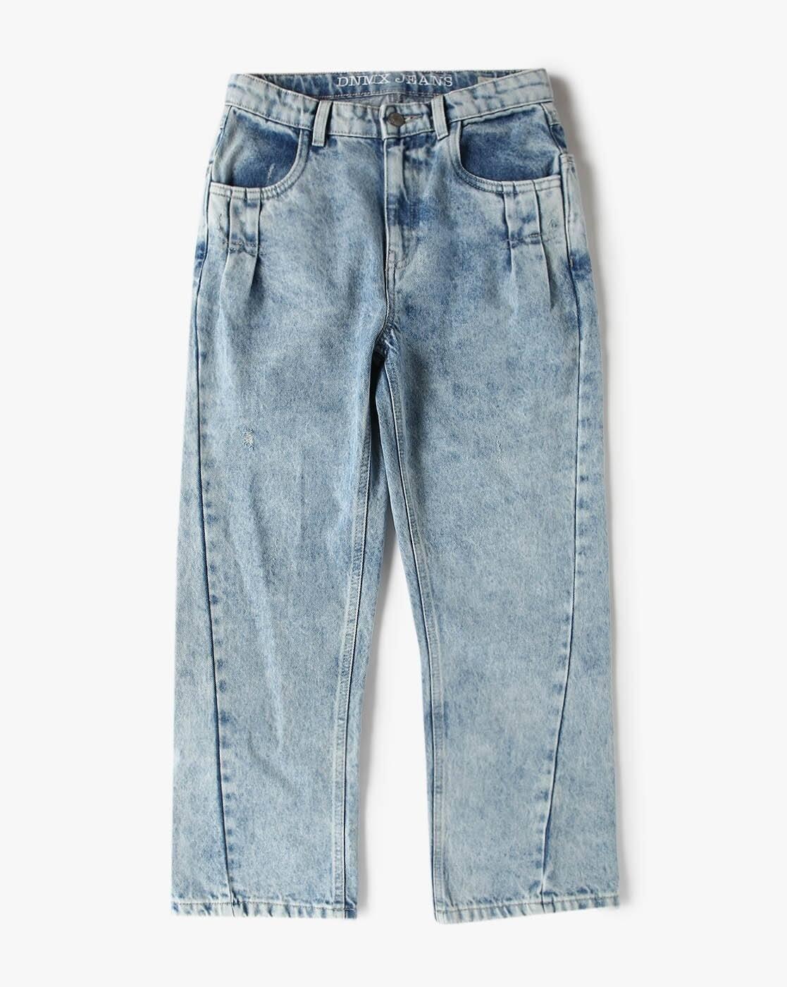 YB DNMX | Boys Heavily Washed Loose Fit Jeans|0