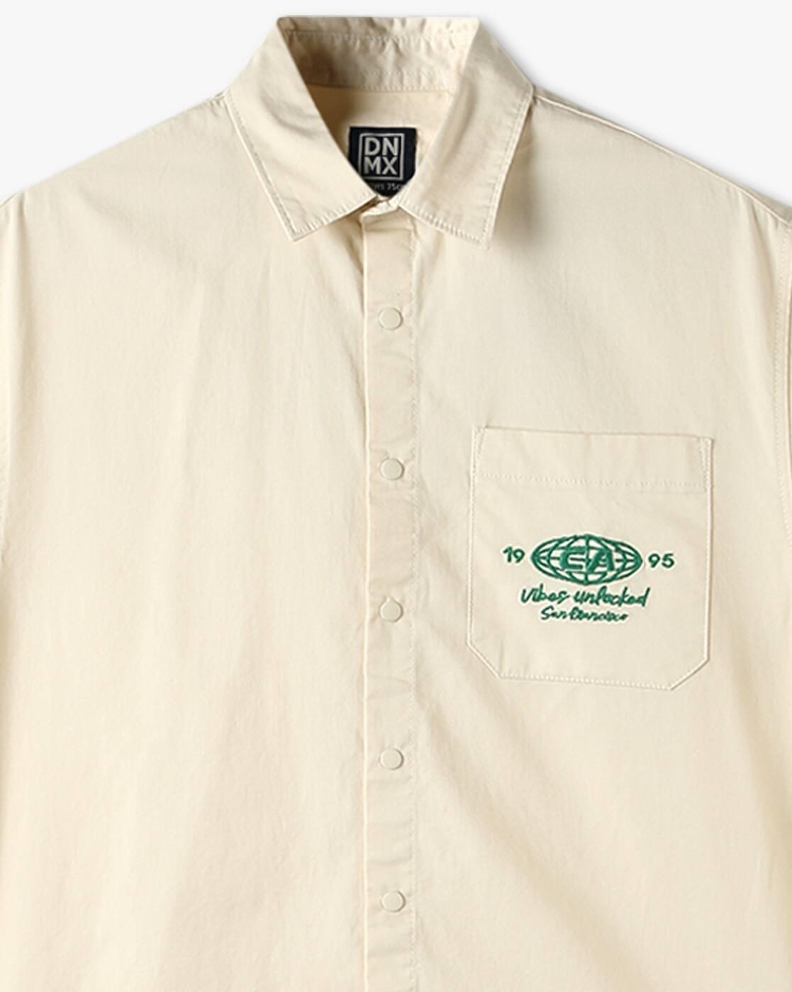 YB DNMX | Boys Embroidered Boxy Fit Cotton Shirt|2