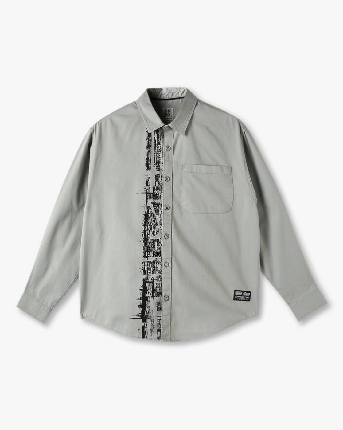 YB DNMX | Boys Printed Boxy Fit Cotton Shirt with Patch Pocket|0