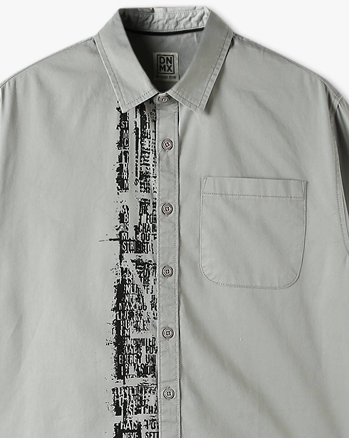 YB DNMX | Boys Printed Boxy Fit Cotton Shirt with Patch Pocket|2