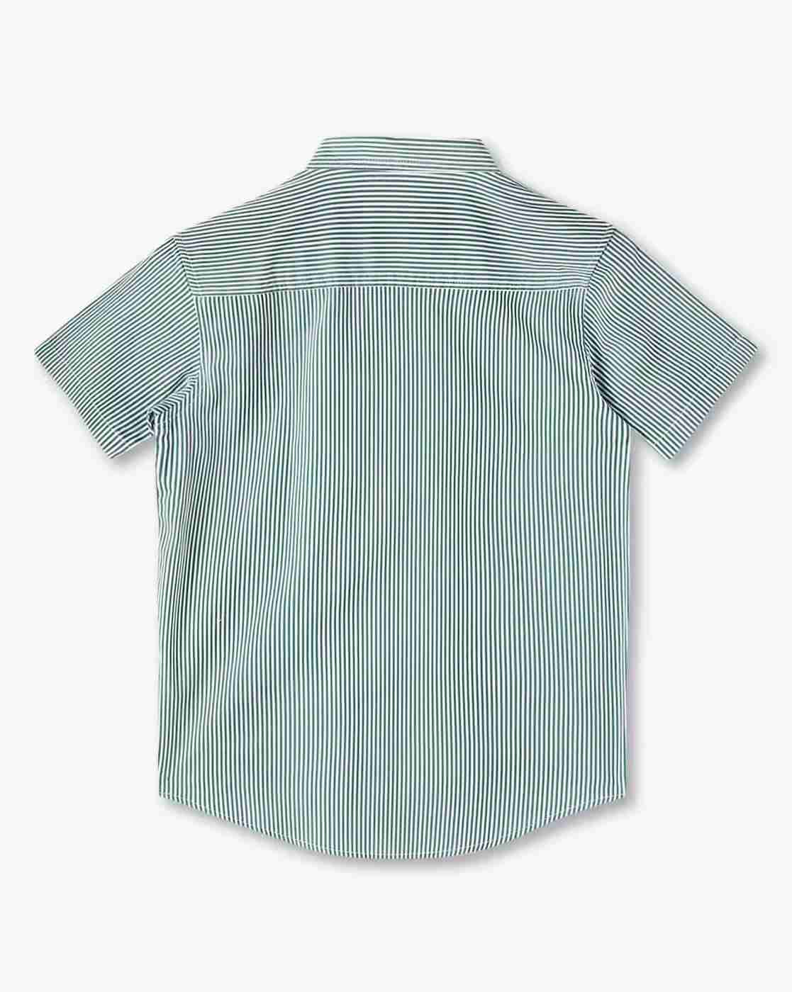 YB DNMX | Boys Striped Slim Fit Shirt with Logo Embroidery|1