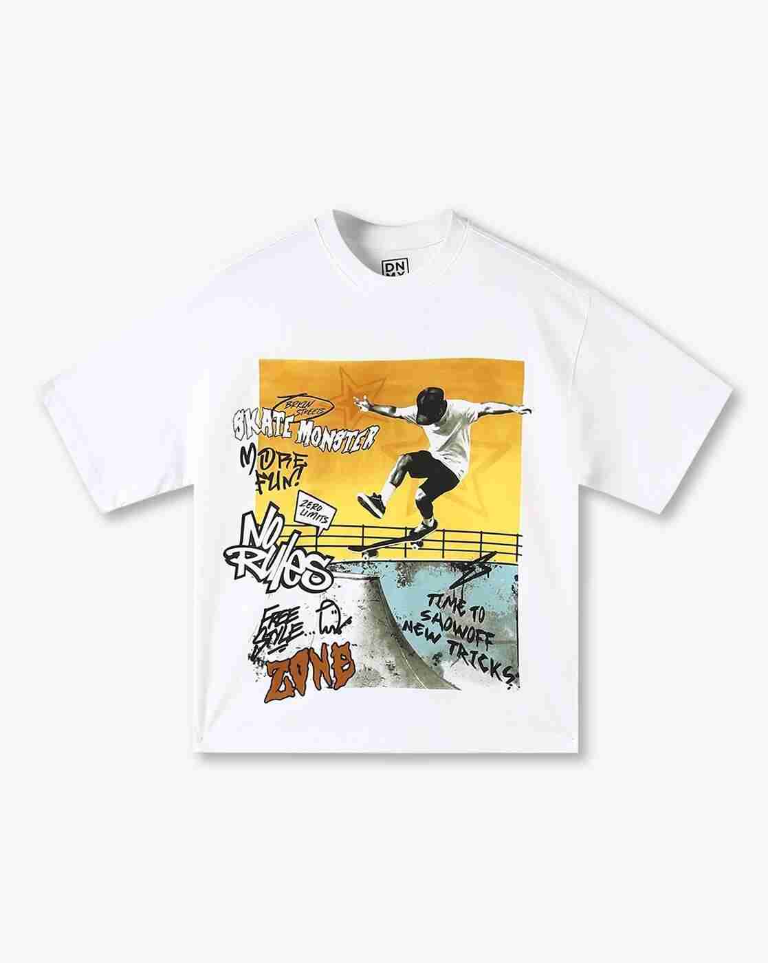 YB DNMX | Boys Graphic Print Oversized Print T-Shirt|0