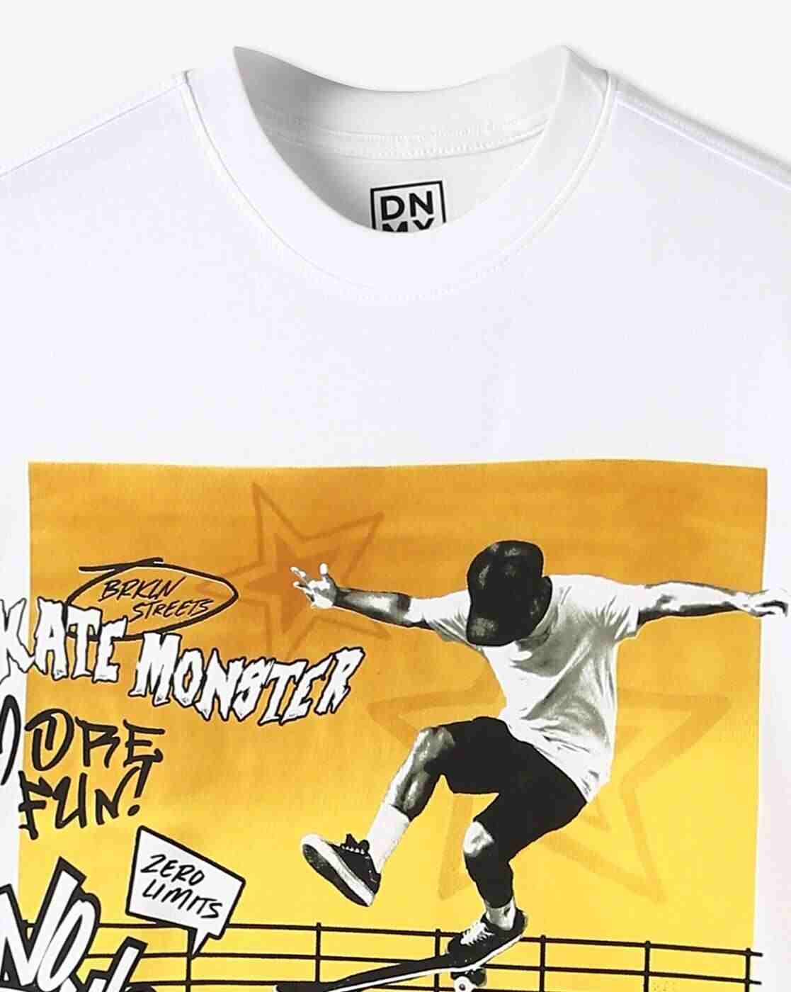 YB DNMX | Boys Graphic Print Oversized Print T-Shirt|2