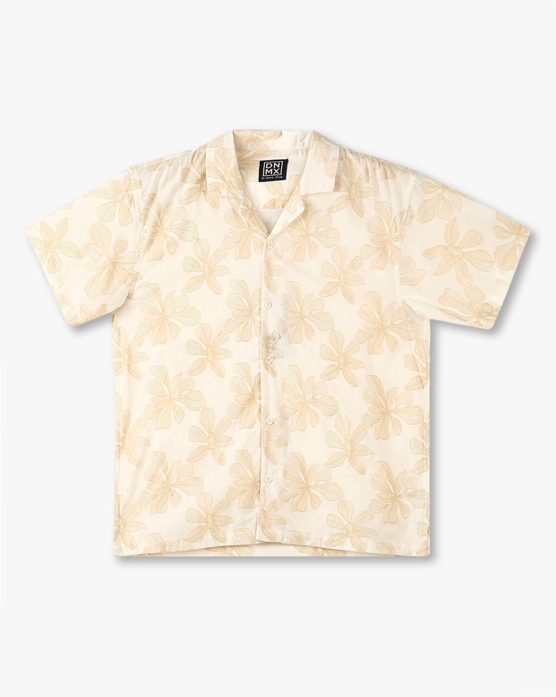 YB DNMX | Boys All-Over Floral Print Boxy Fit Cotton Shirt|0