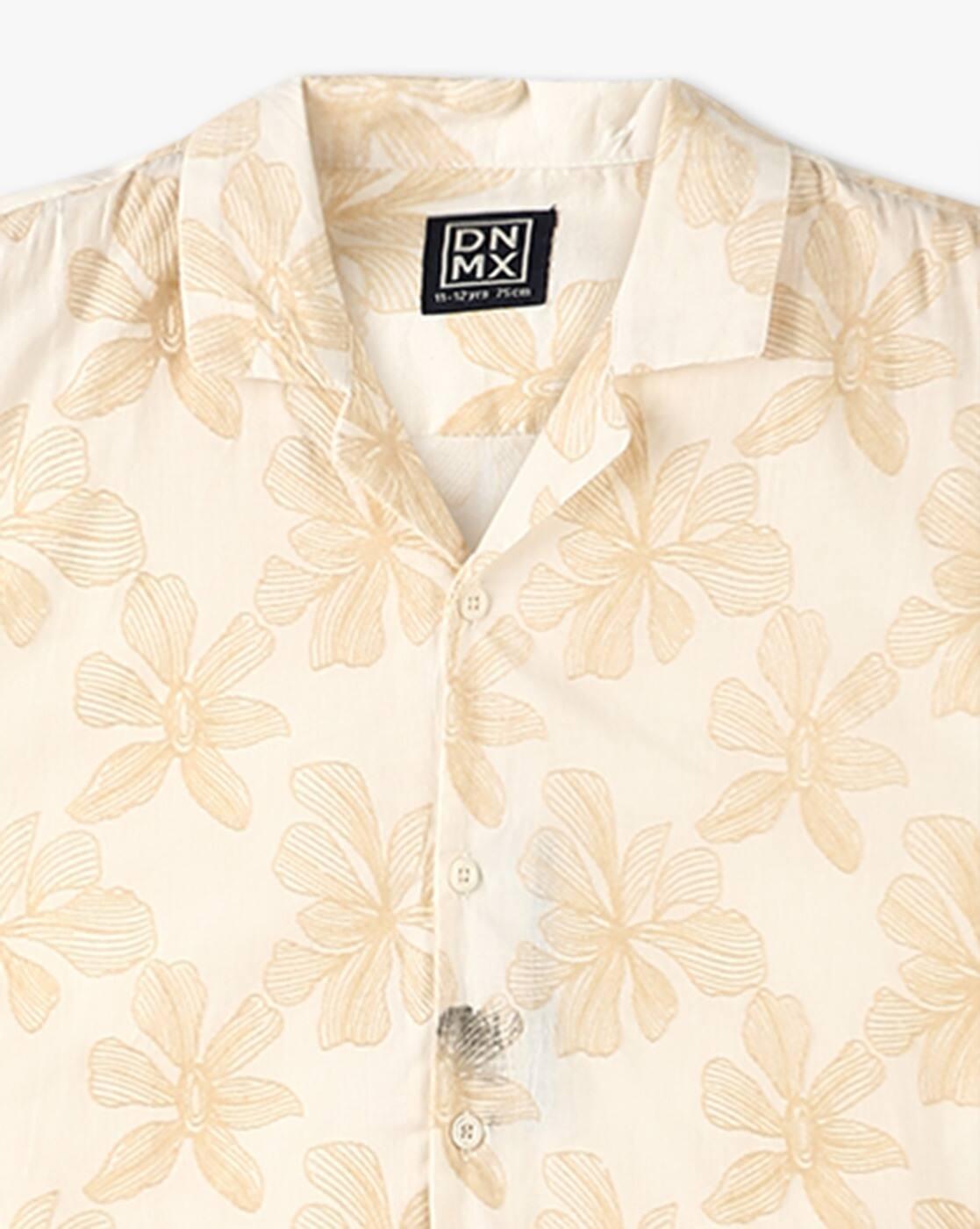 YB DNMX | Boys All-Over Floral Print Boxy Fit Cotton Shirt|2