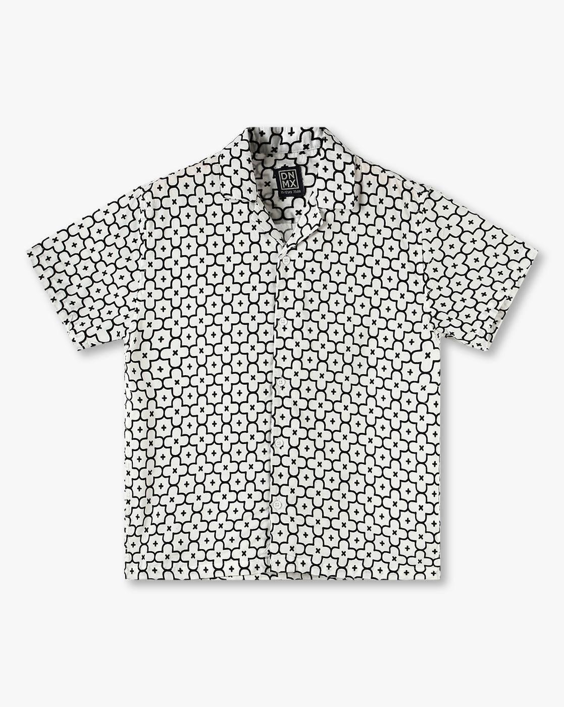 YB DNMX | Boys All-Over Floral Print Boxy Fit Cotton Shirt|0