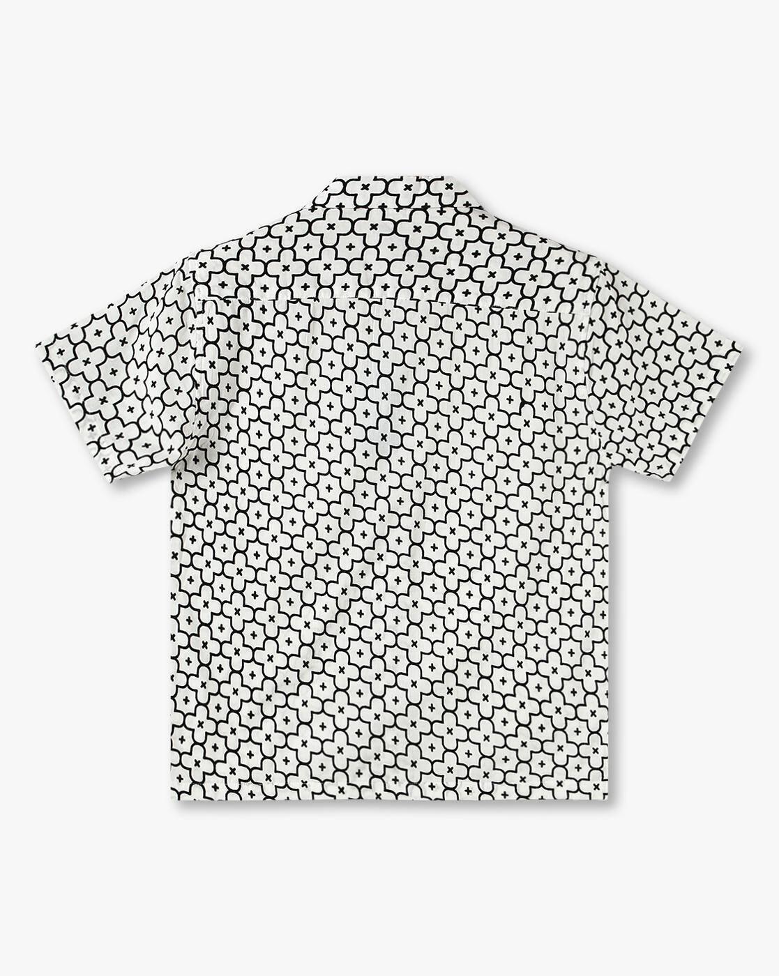 YB DNMX | Boys All-Over Floral Print Boxy Fit Cotton Shirt|1