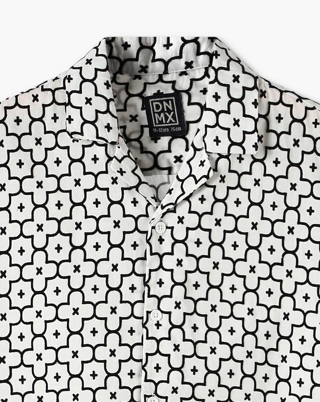 YB DNMX | Boys All-Over Floral Print Boxy Fit Cotton Shirt|2