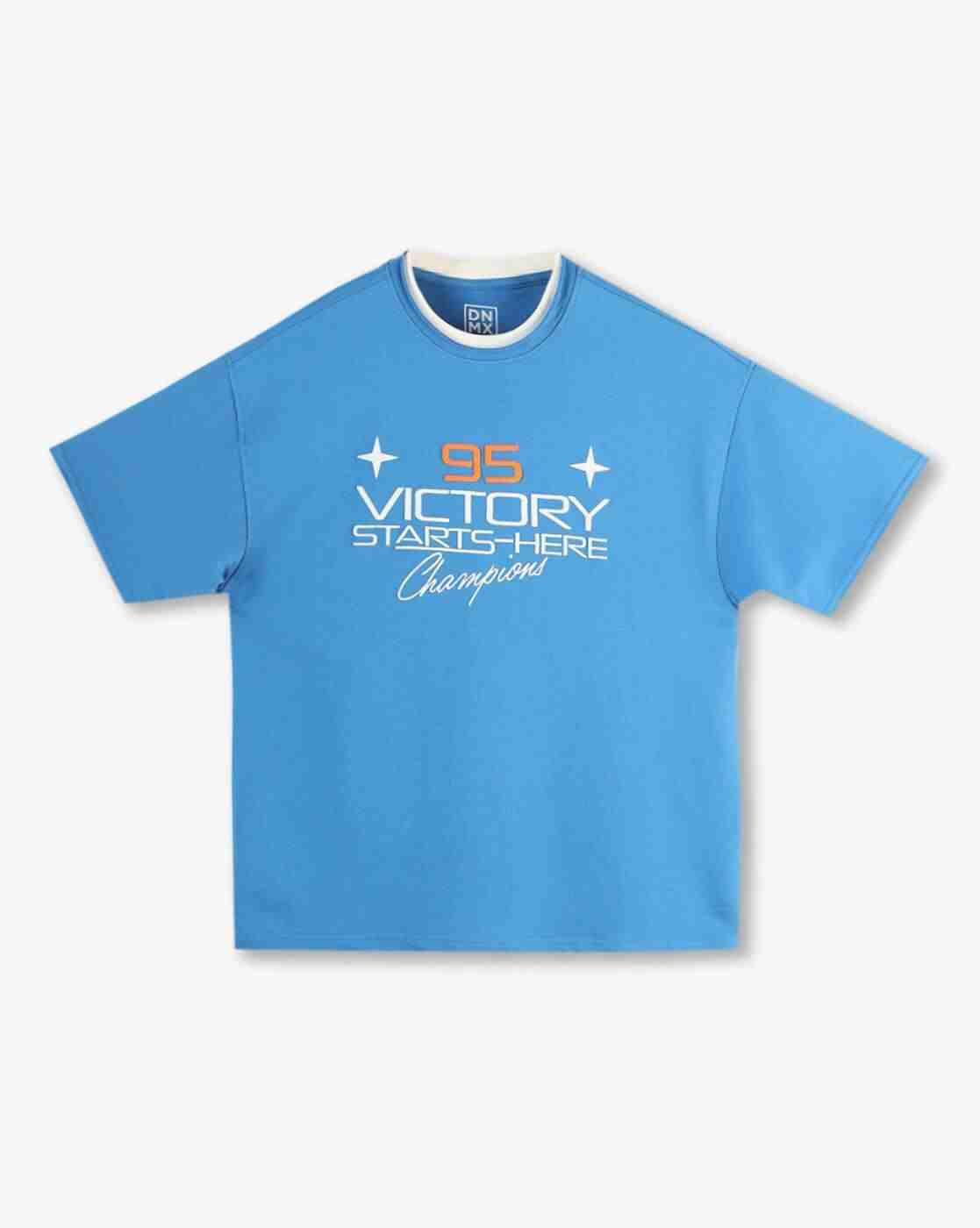 YB DNMX | Boys Typographic Print Boxy Fit Round-Neck T-Shirt|0