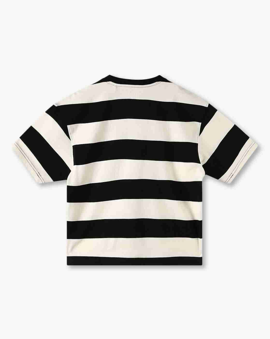 YB DNMX | Boys YD Striped Boxy Fit Round-Neck T-Shirt|1