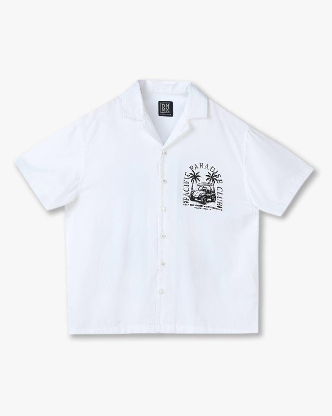 YB DNMX | Boys Graphic Print Regular Fit Cotton Shirt|0