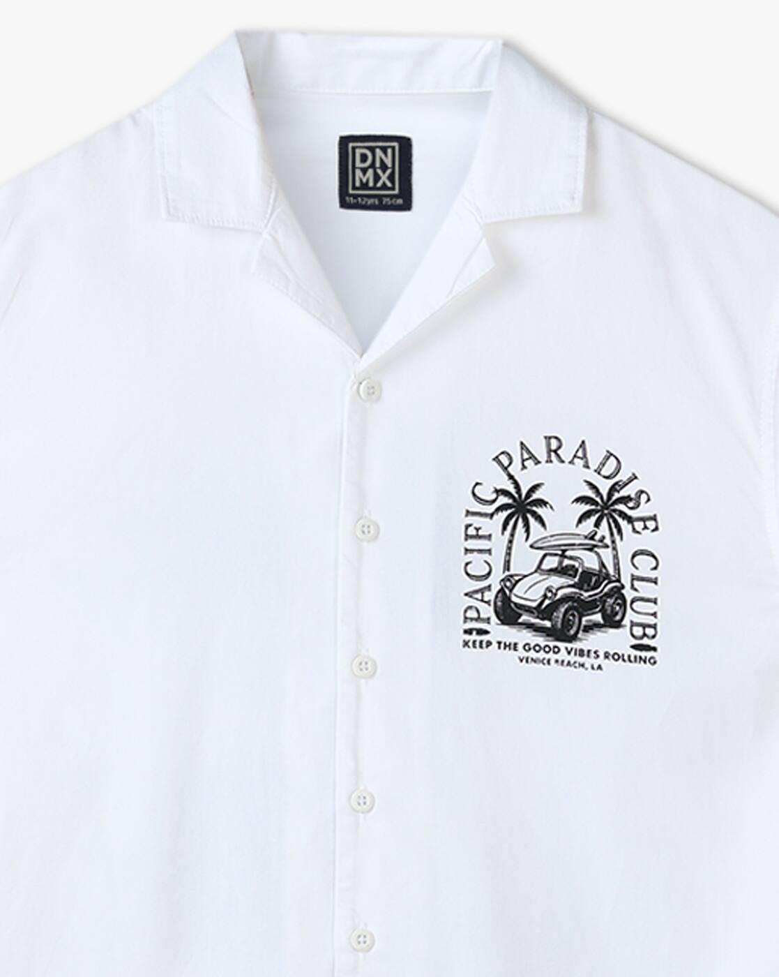 YB DNMX | Boys Graphic Print Regular Fit Cotton Shirt|2