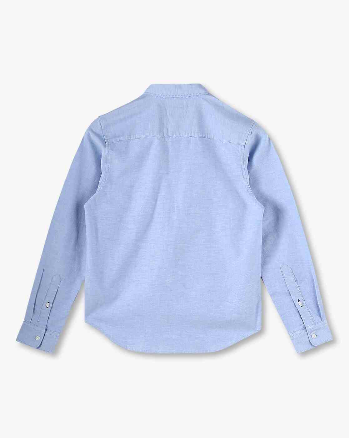YB DNMX | Boys Slim Fit Cotton Shirt with Patch Pocket|1