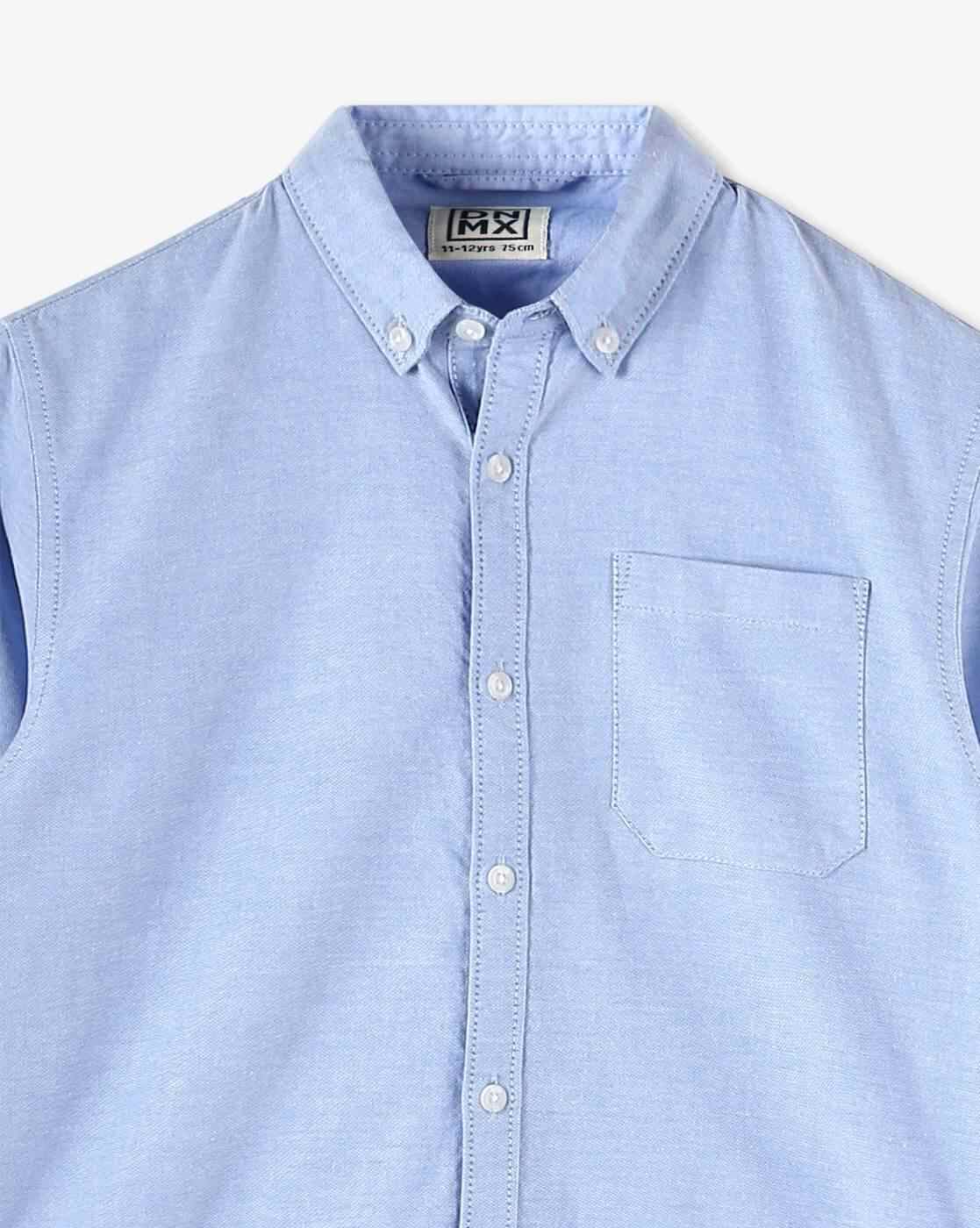 YB DNMX | Boys Slim Fit Cotton Shirt with Patch Pocket|2