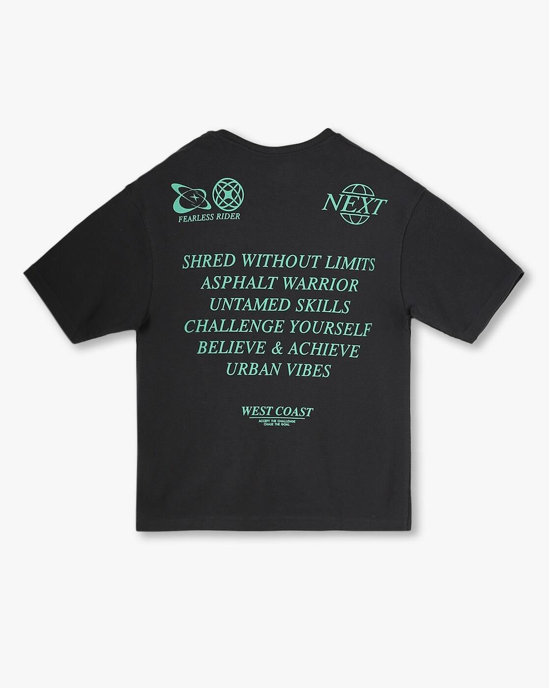 YB DNMX | Boys Typographic Print Oversized Round-Neck T-Shirt|1