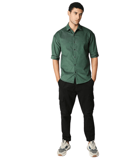 Hemsters | Hemsters Men Solid Casual Green Shirt 4