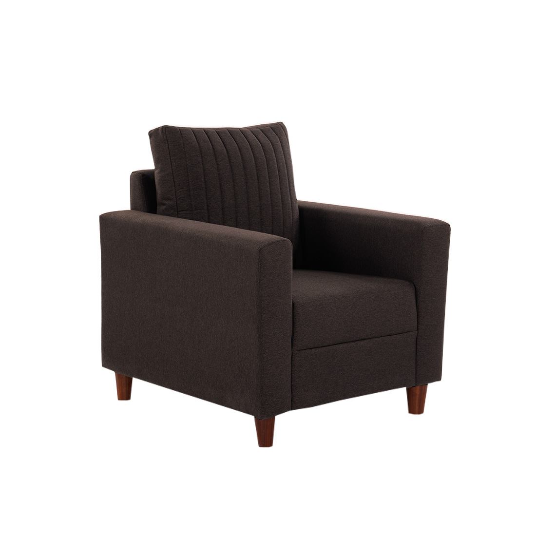 neudot Roman Sofa for Living Room |1 Person Sofa|Premium Fabric with Cushioned Armrest | Solid Wood Frame|1 Seater in Chocolate Brown Color