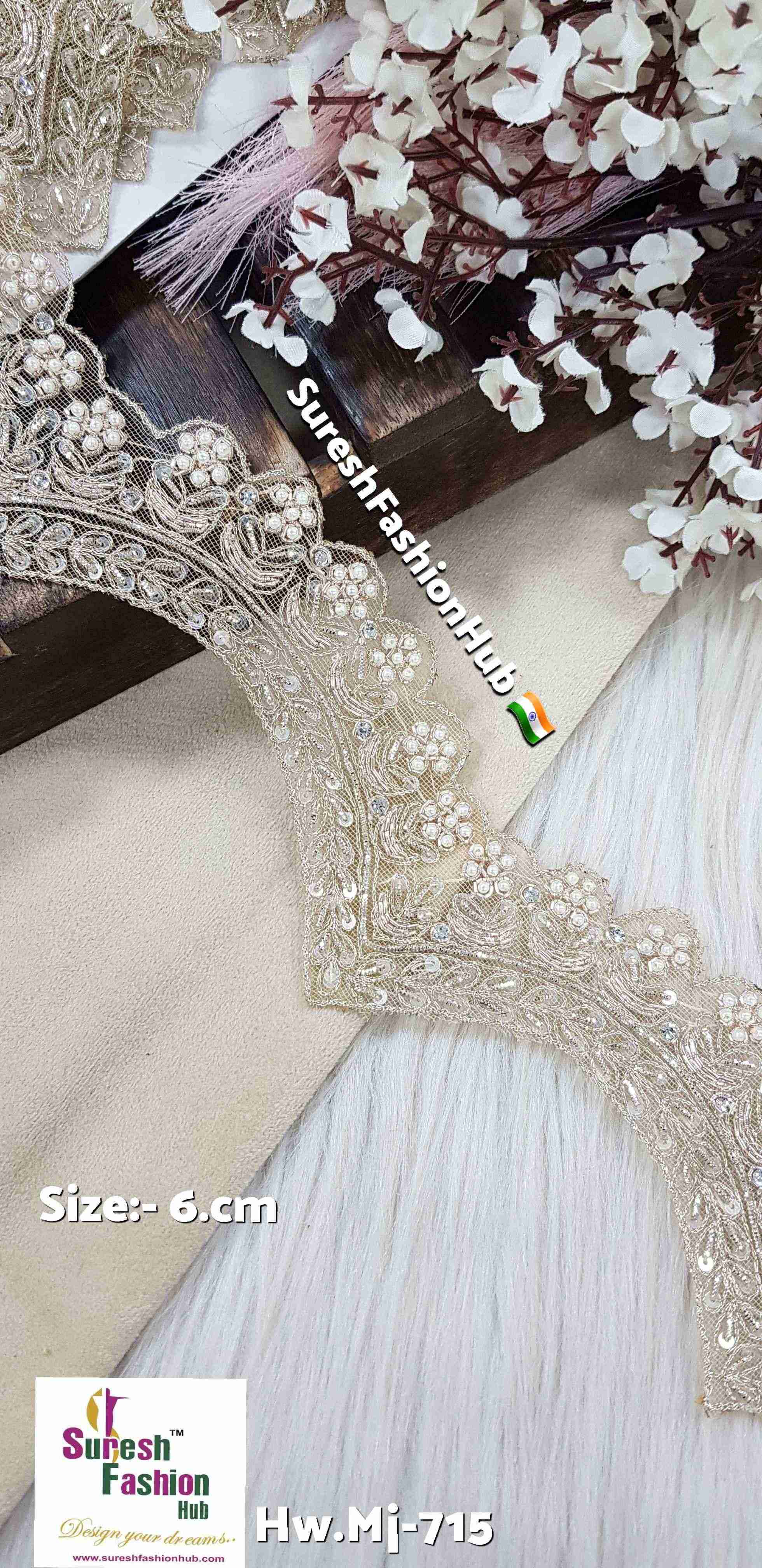 Water Glow Dual Scalloped Zardosi Lace