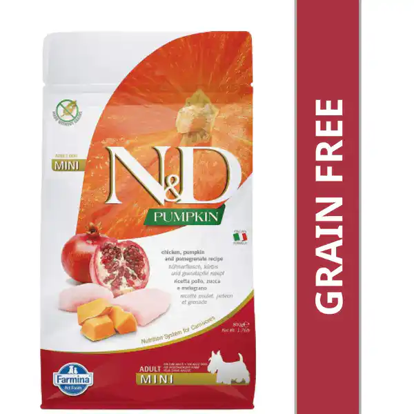 N & D Grain Free Pumpkin Chicken And Pomegranate Adult Mini 800g