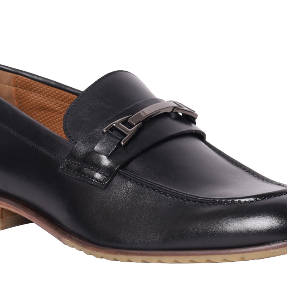 Elias Black Leather Dress Loafer
