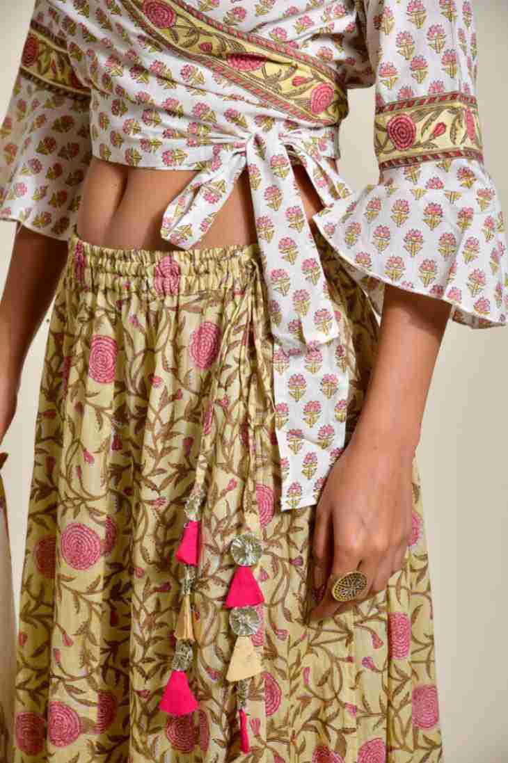 Naksh Yellow and Pink Skirt, Top, Dupatta (Set ot 3)