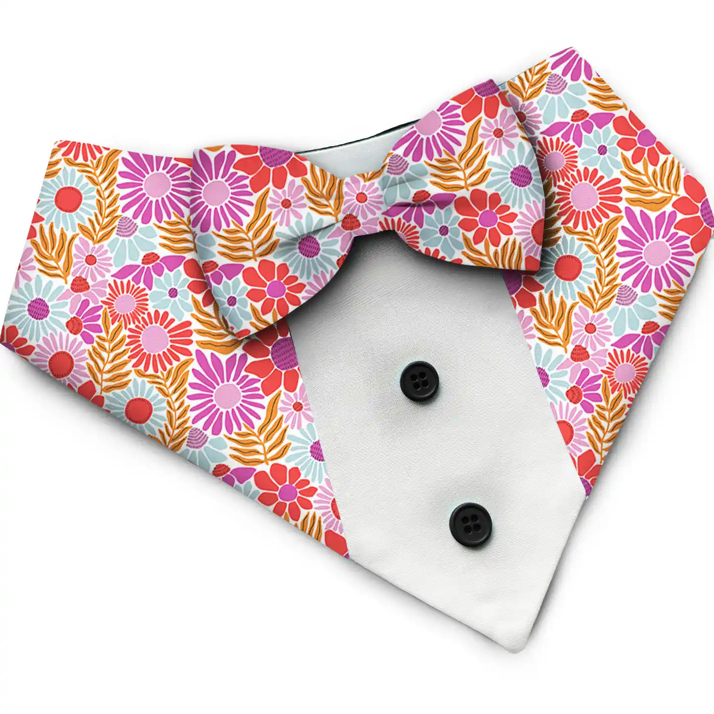 PawsIndia Spring Blooms Pattern Tuxedo Bandana with Matching Bow for Pets